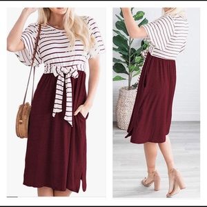 NWT Dark red and white Swing Midi Dress